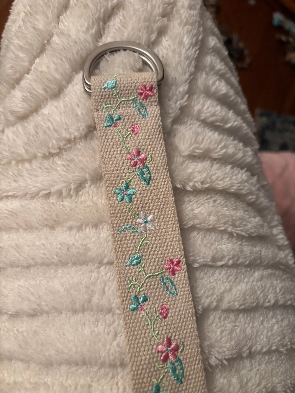 Embroidered Beige Floral Woman’s Belt